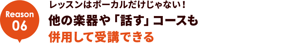 Reason06 レッスンはボーカルだけじゃない！他の楽器や「話す」コースも併用して受講できる