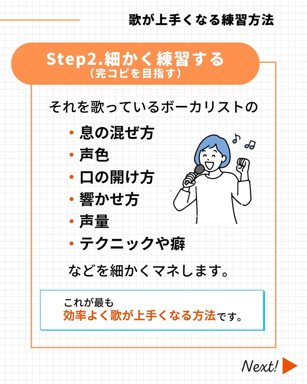 歌を細かく練習する