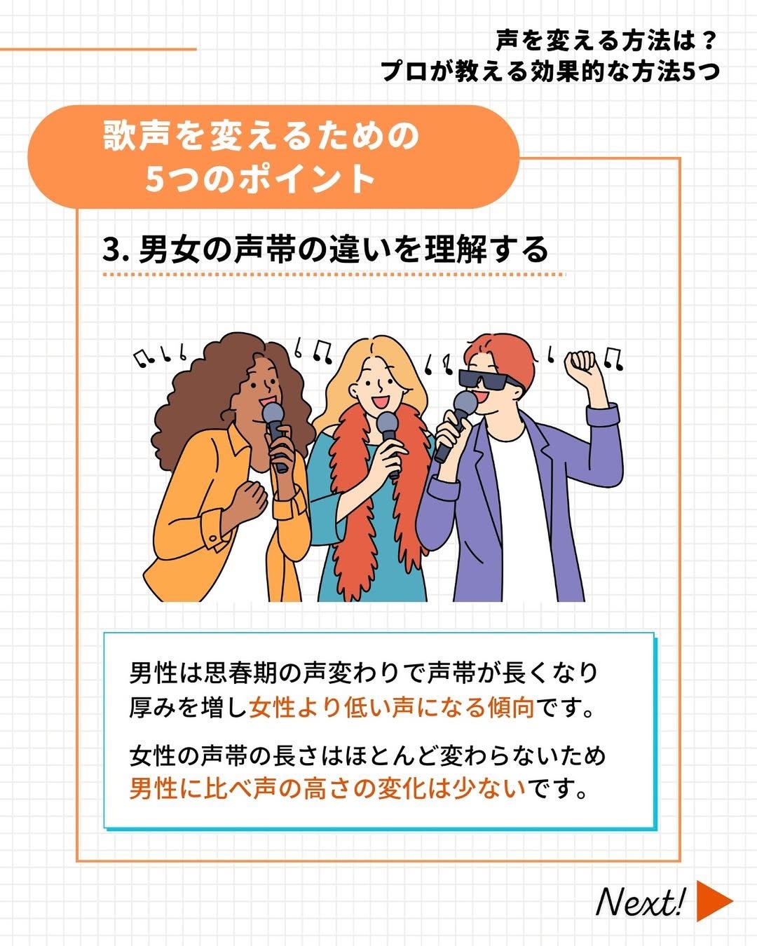 男女の声帯の違いを知る